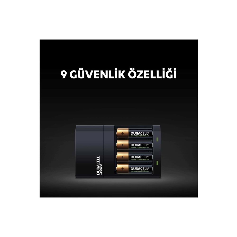 Duracell CEF14 Yüksek Hızlı Pil Şarj Cihazı, 4 saat (1 adet) + Şarj Edilebilir AA ve AAA Pil (2'şer adet)
