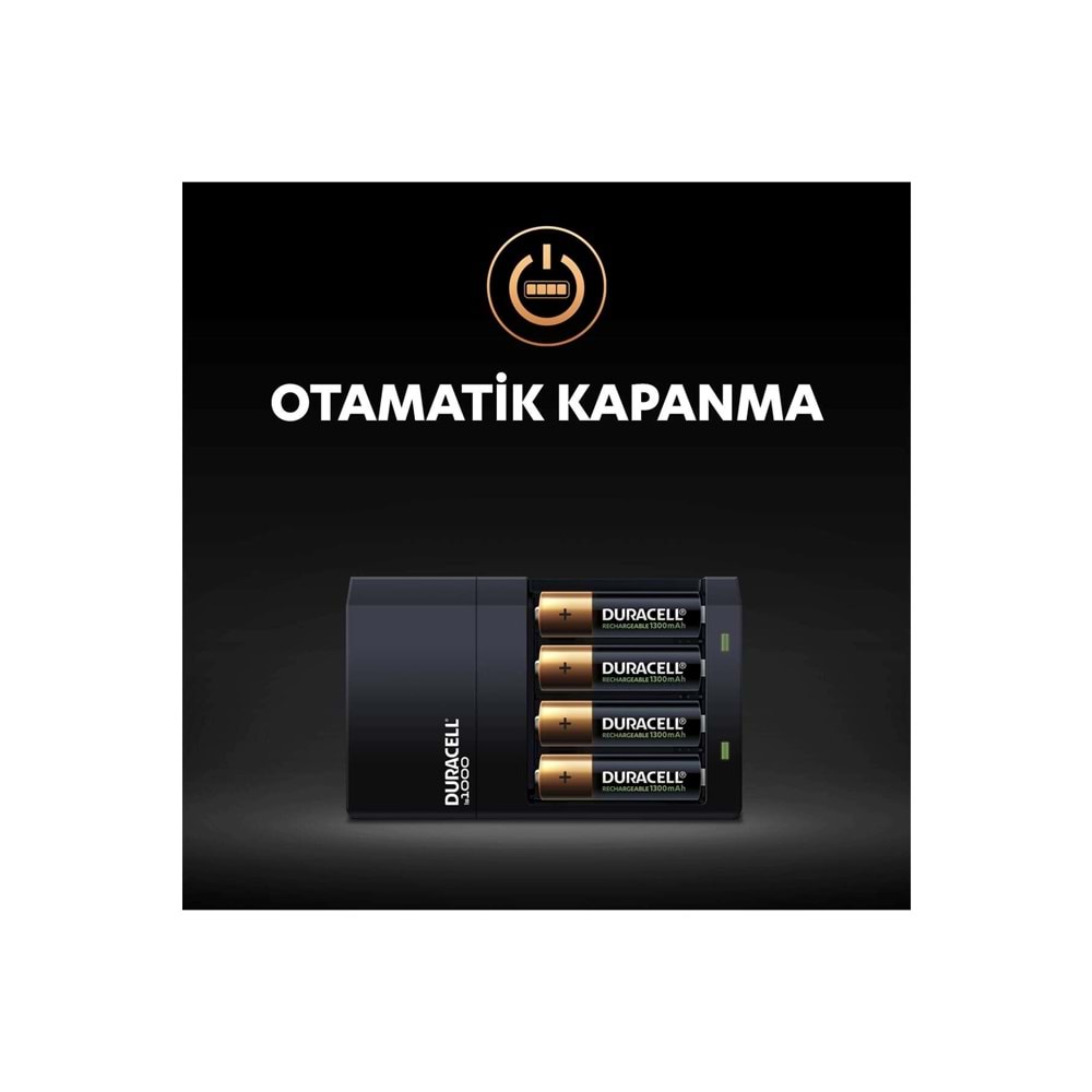 Duracell CEF14 Yüksek Hızlı Pil Şarj Cihazı, 4 saat (1 adet) + Şarj Edilebilir AA ve AAA Pil (2'şer adet)