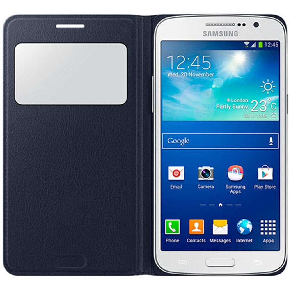 Samsung G7100 Galaxy Grand 2 Orjinal S View Cover Kılıf -K.Mavi EF-CG710BLEGWW