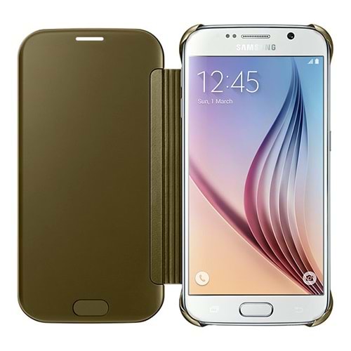 Samsung Galaxy S6 Orjinal Clear View Cover - Altın EF-ZG920BFEGWW (BU ÜRÜN OUTLETTİR )