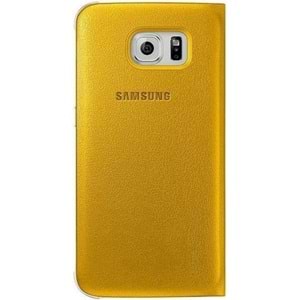 Samsung Galaxy S6 Flip Wallet (Deri Görünümlü) Orjinal Sarı EF-WG920PYEGWW