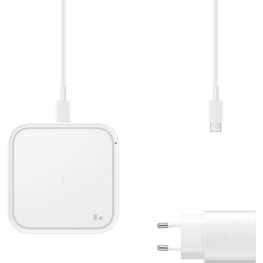 Samsung EP-P2400T 15W Kablosuz Hızlı Şarj Cihazı + 25W Başlık + 1m Type-C to Type Kablo - Beyaz EP-P2400TWEGWW