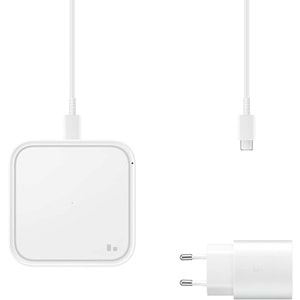Samsung EP-P2400T 15W Kablosuz Hızlı Şarj Cihazı + 25W Başlık + 1m Type-C to Type Kablo - Beyaz EP-P2400TWEGWW