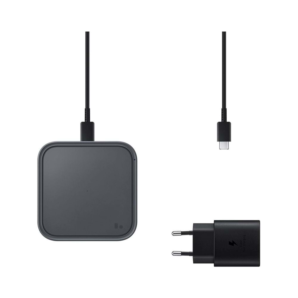Samsung EP-P2400T 15W Kablosuz Hızlı Şarj Cihazı + 25W Başlık + 1m Type-C to Type Kablo - Siyah EP-P2400TBEGWW
