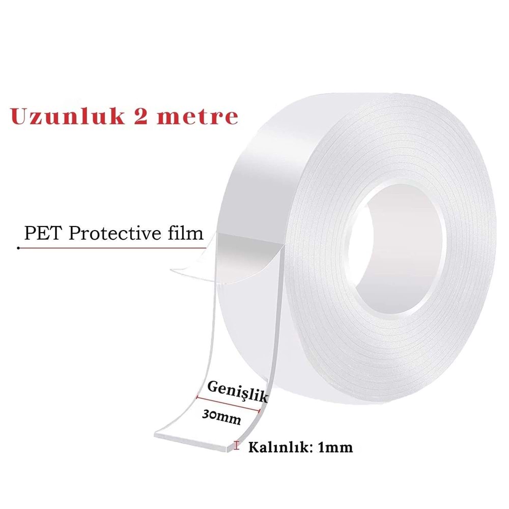 PDAteknoloji Su Sızdırmaz Çift Taraflı Şeffaf Bant 5 metre LTS-BND07