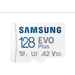 Samsung EVO Plus microSDXC Hafıza Kartı 128 GB, 160 MB/s, U3, V30, A2, ?MB-MC128SA/TR (2024 Serisi) Beyaz