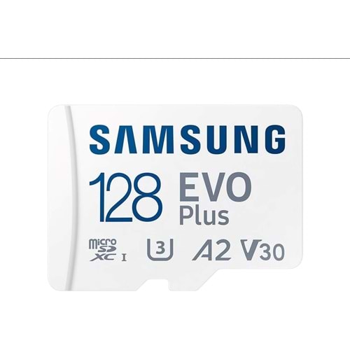 Samsung EVO Plus microSDXC Hafıza Kartı 128 GB, 160 MB/s, U3, V30, A2, ?MB-MC128SA/TR (2024 Serisi) Beyaz