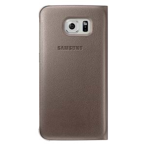 Samsung Galaxy S6 Orjinal S-View Cover (Deri Görünümlü) - Altın EF-CG920PFEGWW (BU ÜRÜN OUTLETTİR )