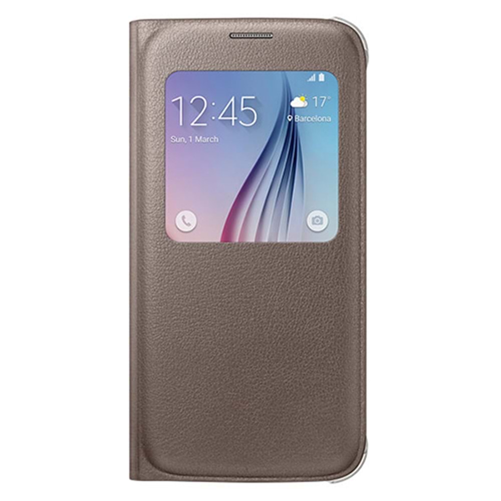 Samsung Galaxy S6 Orjinal S-View Cover (Deri Görünümlü) - Altın EF-CG920PFEGWW (BU ÜRÜN OUTLETTİR )