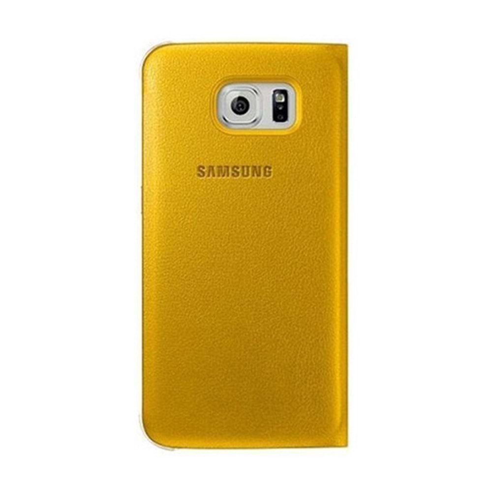 Samsung Galaxy S6 Orjinal S-View Cover (Deri Görünümlü) - Sarı EF-CG920PYEGWW (BU ÜRÜN OUTLETTİR )