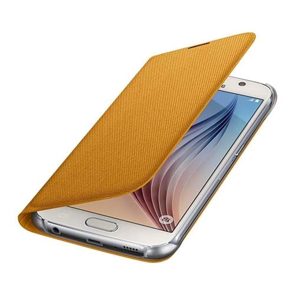 Samsung Galaxy S6 Flip Wallet (Tekstil) Orjinal Sarı EF-WG920BYEGWW (BU ÜRÜN OUTLETTİR )