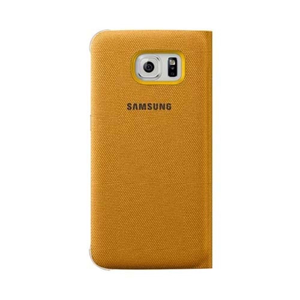 Samsung Galaxy S6 Flip Wallet (Tekstil) Orjinal Sarı EF-WG920BYEGWW (BU ÜRÜN OUTLETTİR )
