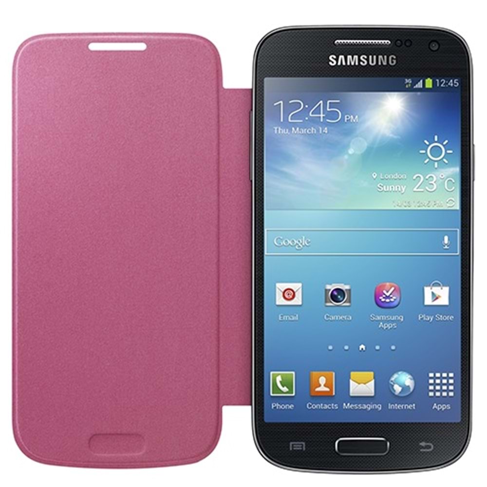 OUTLET Samsung i9190 Galaxy S4 Mini Orjinal Flip Cover Kılıf - Pembe (Outlet)