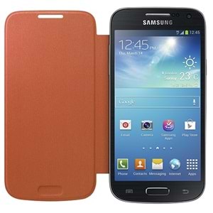 Samsung i9190 Galaxy S4 Mini Orjinal Flip Cover Kılıf Yeşil -Turuncu (Outlet)