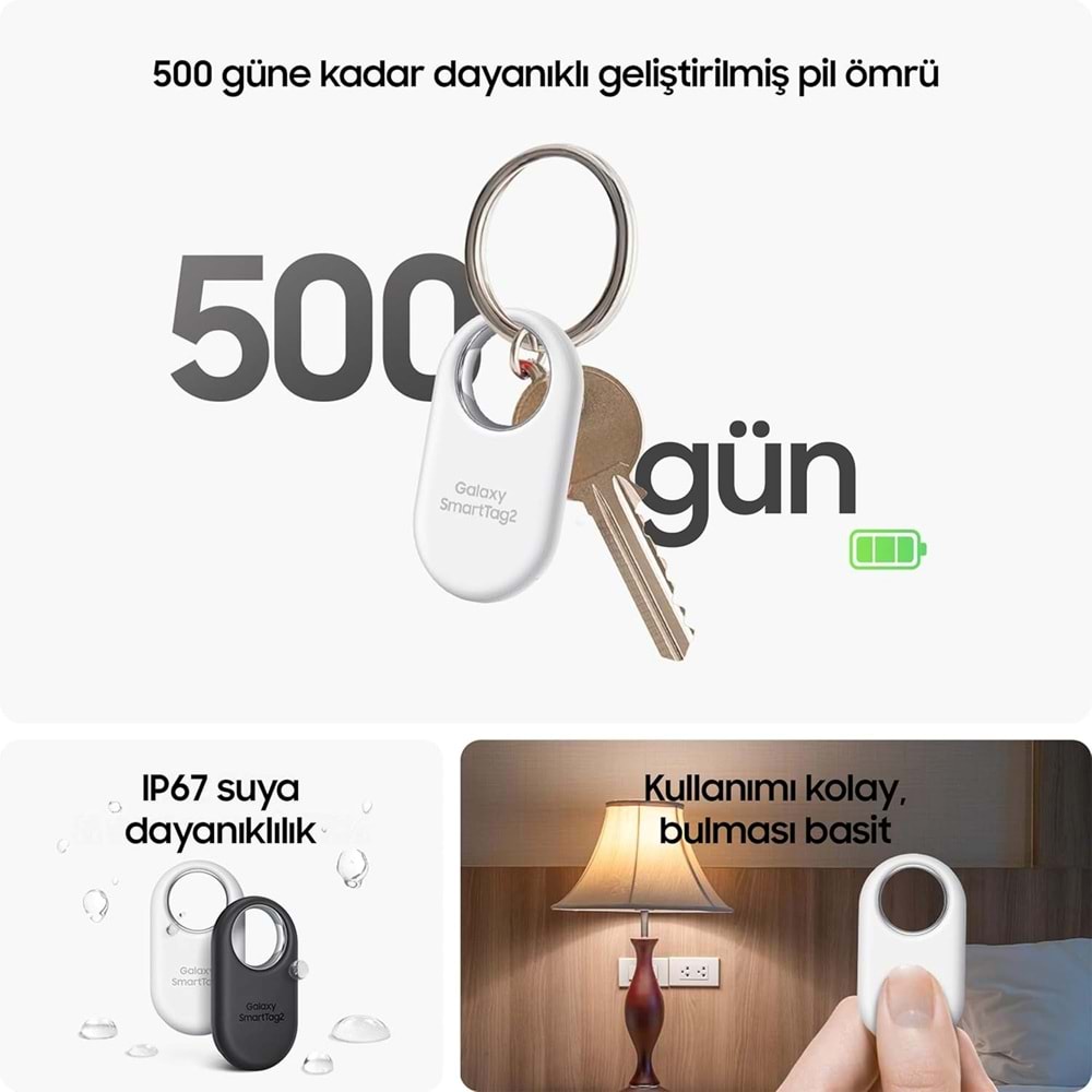 OUTLET Samsung EL-T5600 Galaxy SmartTag 2 Kablosuz Akıllı Tag - Siyah (EL-T5600BBEGTR) (BU ÜRÜN OUTLETTİR)