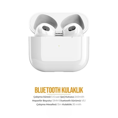 PDAteknoloji PD-BT111 4.Nesil Bluetooth Kulaklık V5.4 - Beyaz