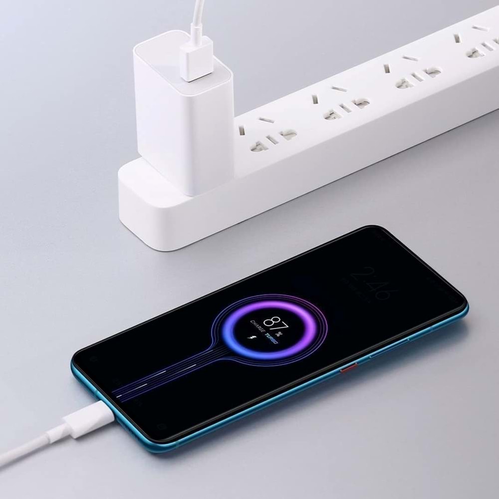 PDAteknoloji 33 watt USB Hızlı Şarj Başlık Adaptör + 1m Hızlı Şarj Kablosu Fast Turbo Qualcomm 3.0 MS-11 Hızlı Şarj Göstergeli (Yerli Üretim)