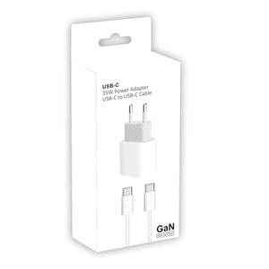 PDAteknoloji 35 watt GaN Type-C Çıkışlı Hızlı Şarj Başlık Adaptör + 1m Type-C to Type-C Hızlı Şarj Kablosu GaN Teknoloji (Yerli Üretim) A2335