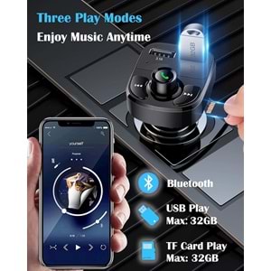 PDAteknoloj Concord C-606 Araç Fm Transmitter 5.1 Bluetooth Araç Kiti Usb 3.1amper Hızlı Şarj Çıkışlı Çakmaklık Girişli