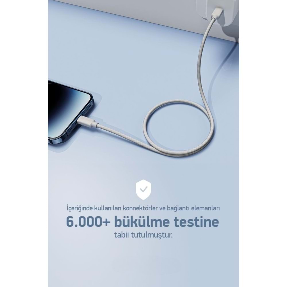PDAteknoloji 60W Örgülü Type C to Type C SPK-10 Monde 1mt Data ve Şarj Kablosu