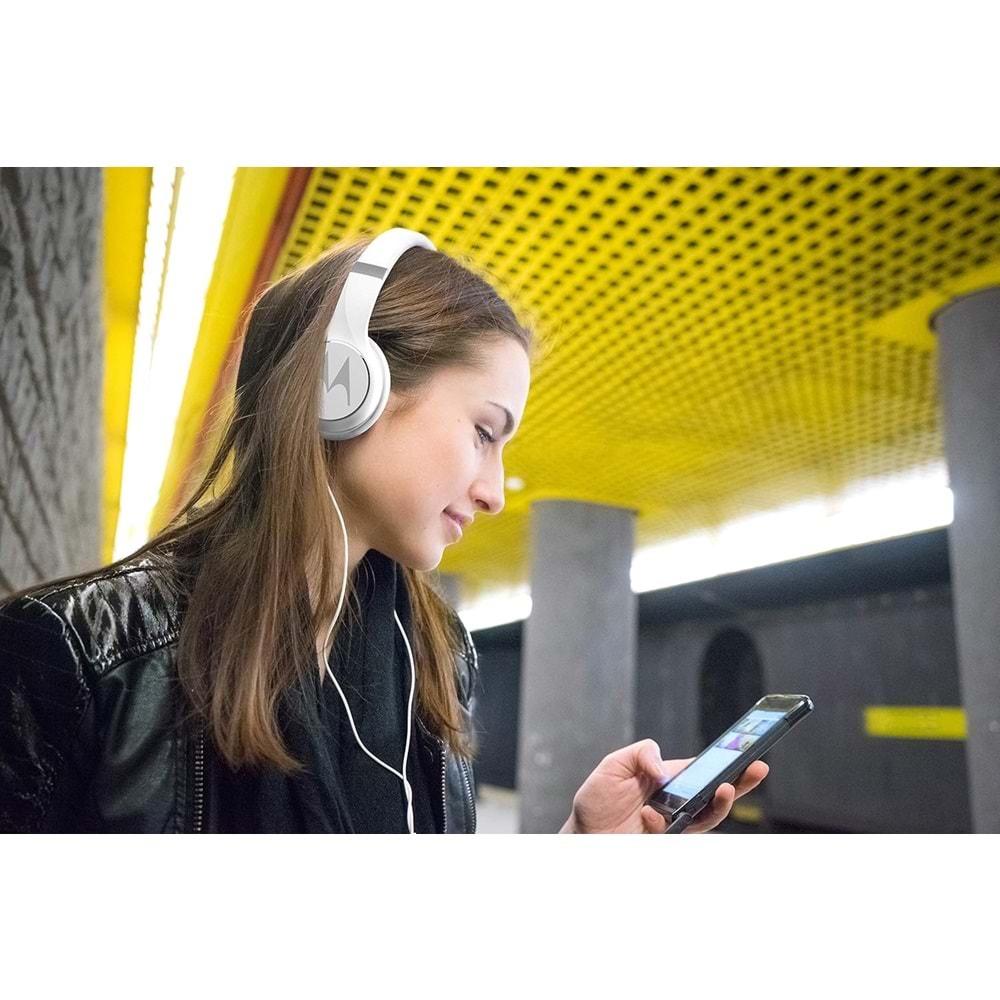 MOTOROLA PULSE 120 BASS KABLOLU KULAKÜSTÜ KULAKLIK - BEYAZ