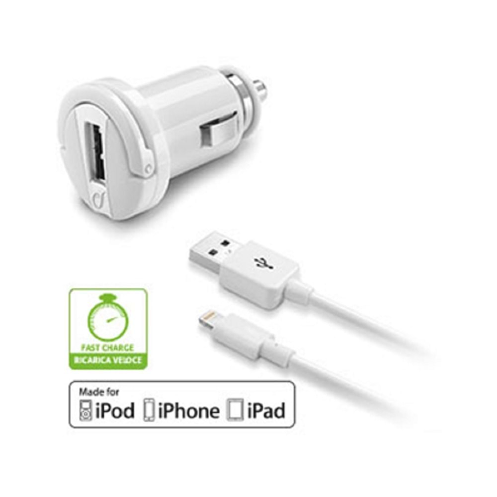 OUTLET Cellularline USB Car Charger Şarj Aleti 1A+1m Lightning ile Uyumlu Kablo (BU ÜRÜN OUTLETTİR)