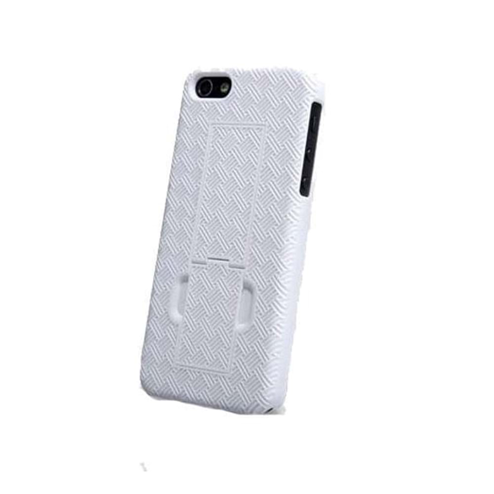 OUTLET Apple iPhone SE/5S/5 ile Uyumlu Nillkin Standlı Sert Kauçuk Kılıf - Beyaz OUTLET