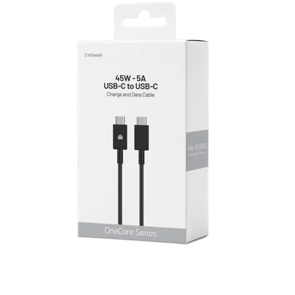 PDAteknoloji 45W-5A USB-C to USB-C Hızlı Şarj ve Data Kablosu 1m Siyah