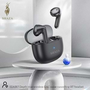 Shaza Air7 Gürültü Azaltma ENC 4 Mikrofonlu Bluetooth 5.3 TWS Kulaklık Siyah