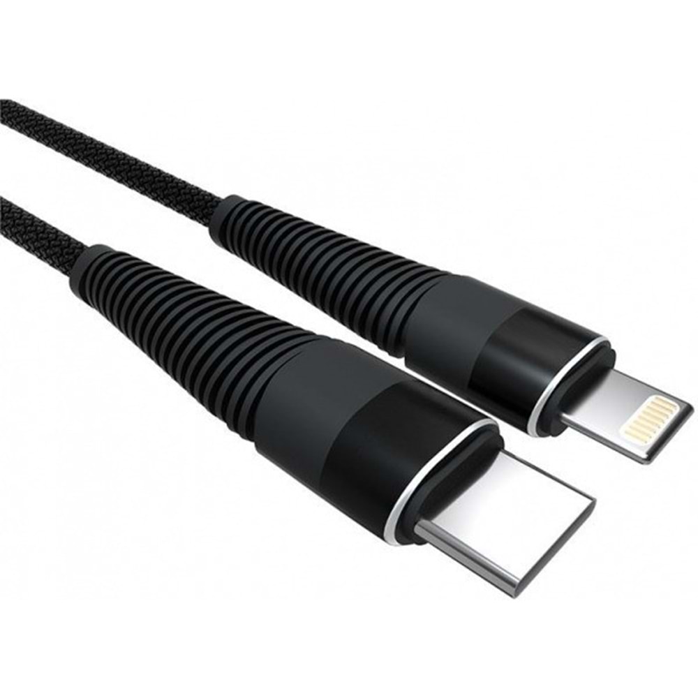 PDAteknoloji Lightning 5A 100 W Örgülü Hızlı Şarj ve Data Kablosu 1 Metre Siyah SZC-01