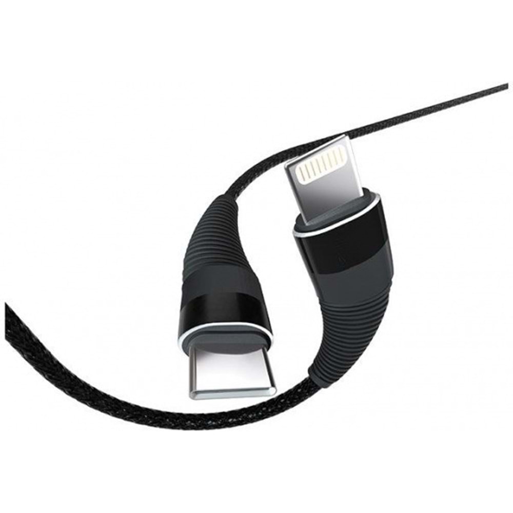 PDAteknoloji Lightning 5A 100 W Örgülü Hızlı Şarj ve Data Kablosu 1 Metre Siyah SZC-01