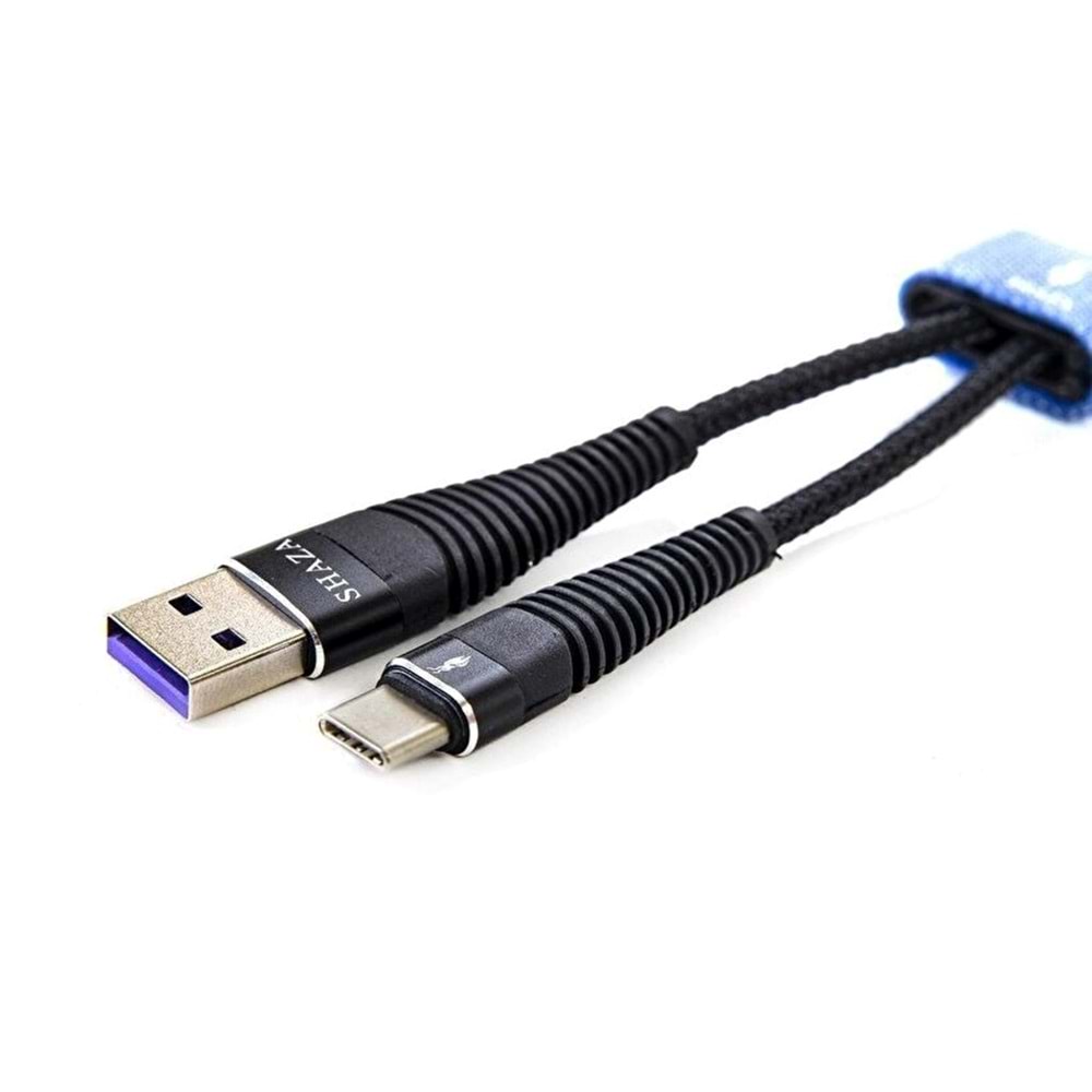 Shaza USB TYPE-C PD 5A 100 W Örgülü Hızlı Şarj ve Data Kablosu 1 Metre
