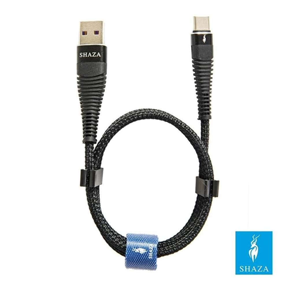 Shaza USB TYPE-C PD 5A 100 W Örgülü Hızlı Şarj ve Data Kablosu 1 Metre