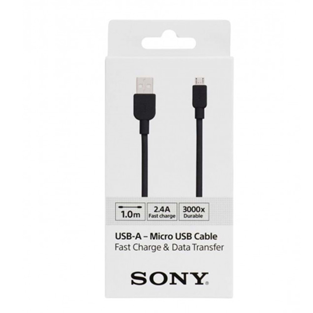 Sony CP-AB100 100cm Micro Usb 2.4A Hızlı Şarj ve Data Kablosu Siyah