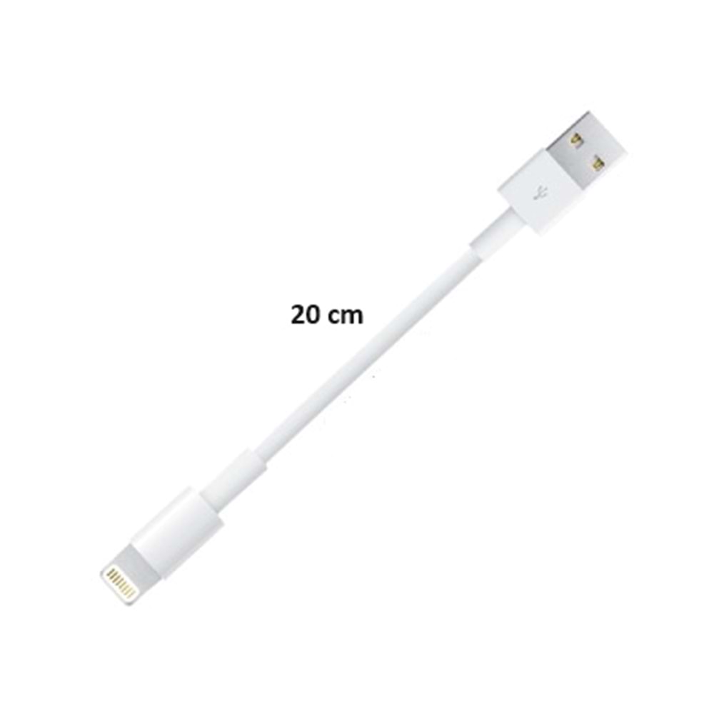 PDAteknolji Yetty Lightning ile Uyumlu Kısa Hızlı Powerbank Şarj ve Data Kablosu 2.1A Beyaz 20cm