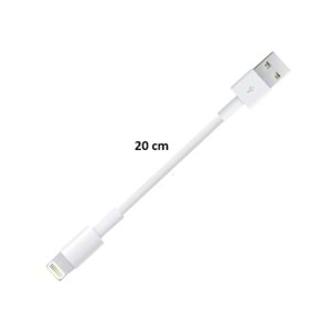 PDAteknolji Yetty Lightning ile Uyumlu Kısa Hızlı Powerbank Şarj ve Data Kablosu 2.1A Beyaz 20cm