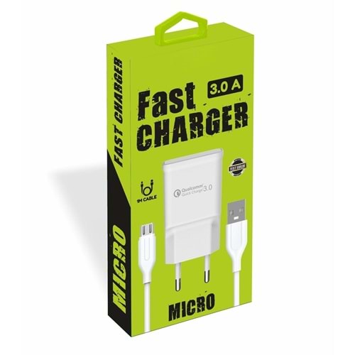 PDAteknoloji Yetty Fast Charger 3.0 A Qualcomm Adaptör + 1m Micro USB Kablo Beyaz YT-40M (Yerli Üretim)